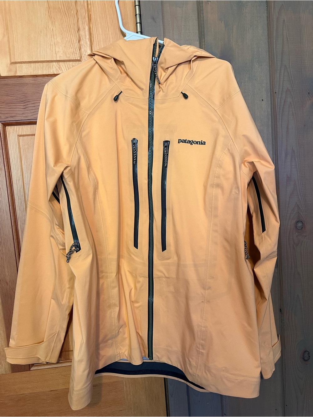 Patagonia women’s Hooded Waterproof skiJacket — Light Orange